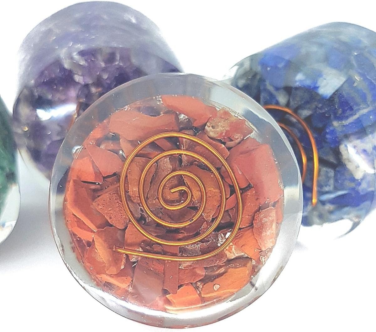 4 Handmade Crystals and Healing Stones, Stress Relief Gift Set. Purifying Amethyst, Red Jasper, Rose Quartz, Lapis Lazuli Meditation, Relaxation and Restful Sleep Healing Crystals