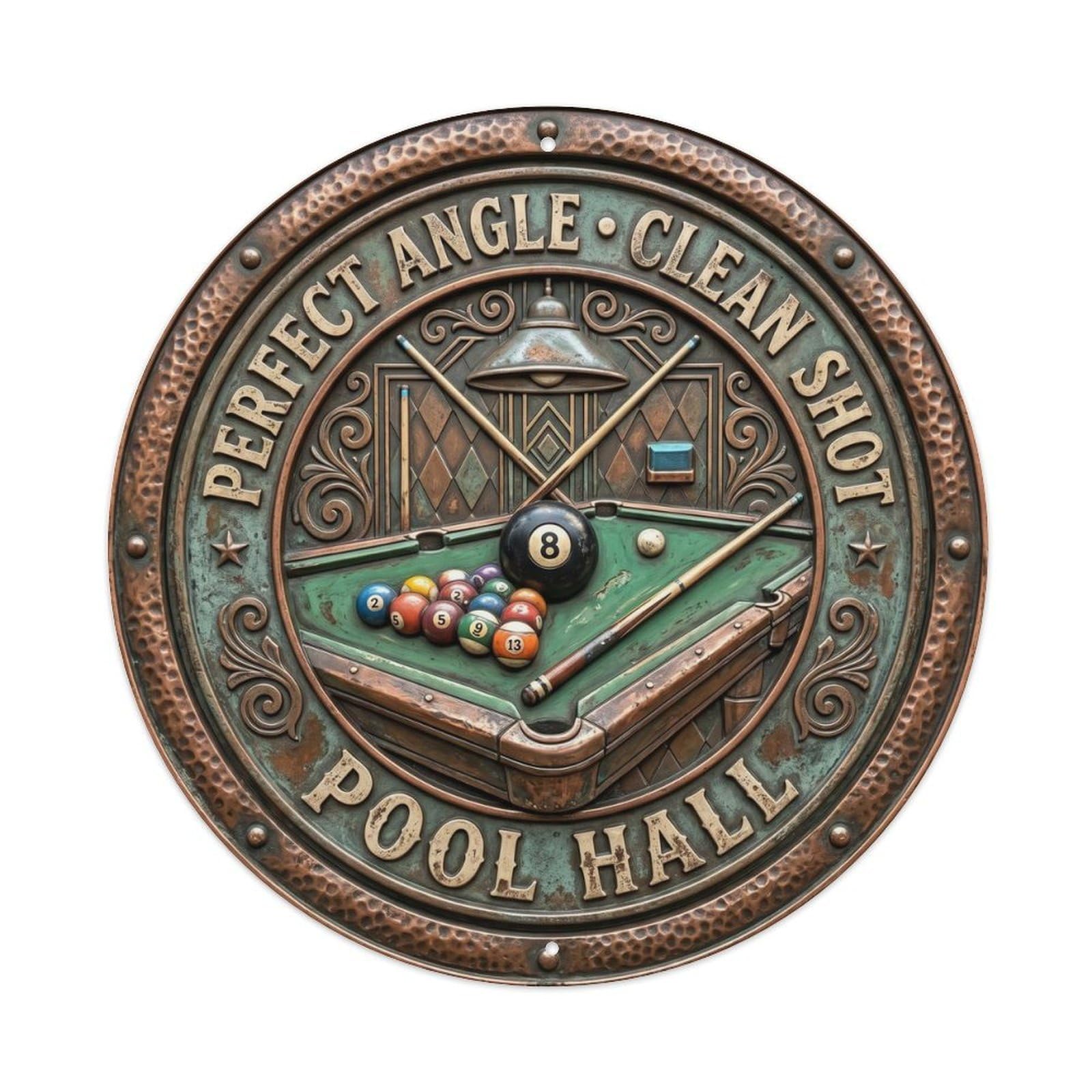 Cwbufd Vintage Style Perfect Angle Clean Shot Pool Hall Vintage Metal Tin Sign Plaque Wall Decor For Cafe, Club Bar, Office, Garden Metal Poster 8X8inch