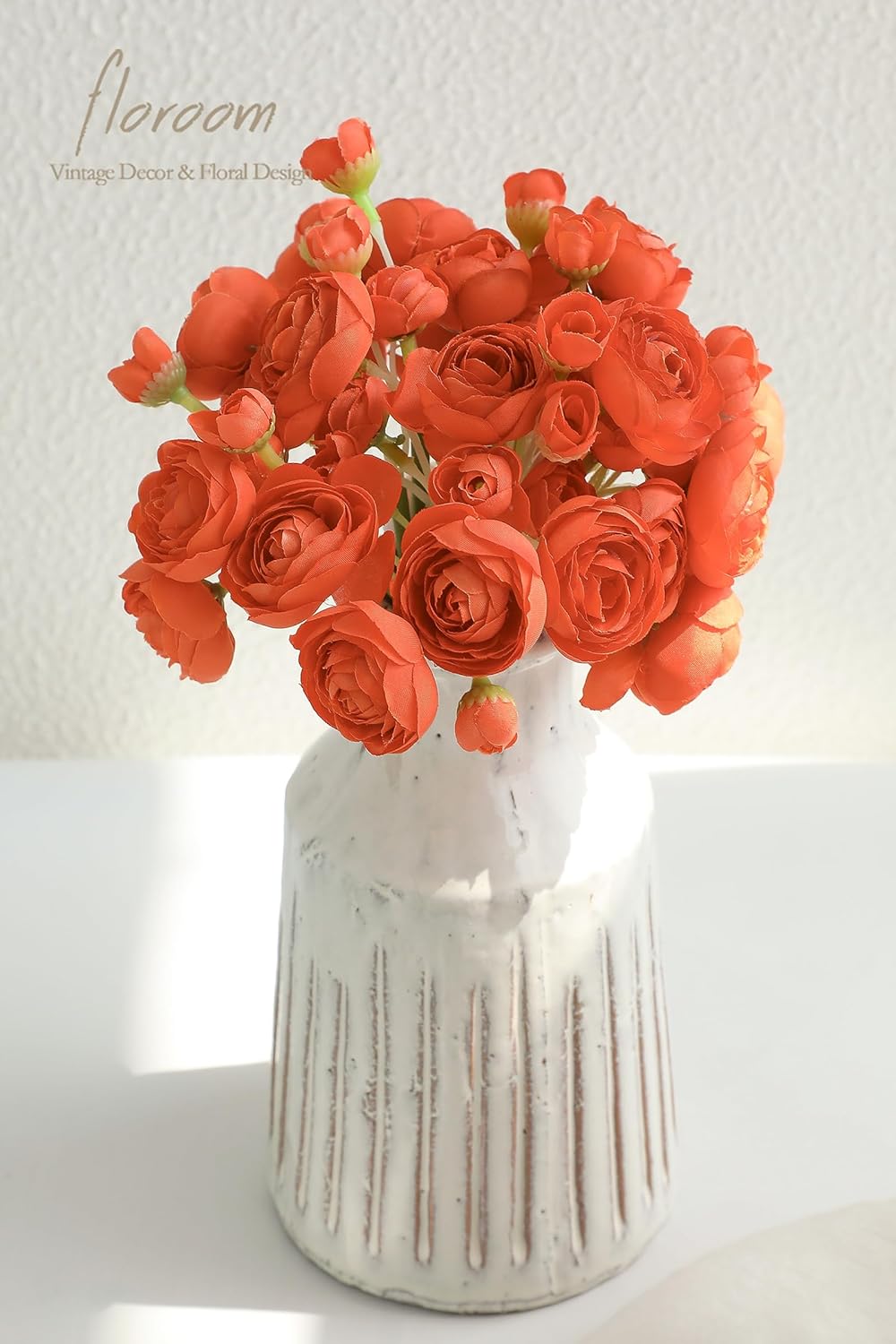 Floroom Ranunculus Artificial Flowers 18 Pcs Burnt Orange Faux Silk Mini Ranunculus Bulk Fake Wedding Filler Flowers for DIY Bouquets, Centerpieces, Bridal Shower Decorations & Arrangements - Image 2