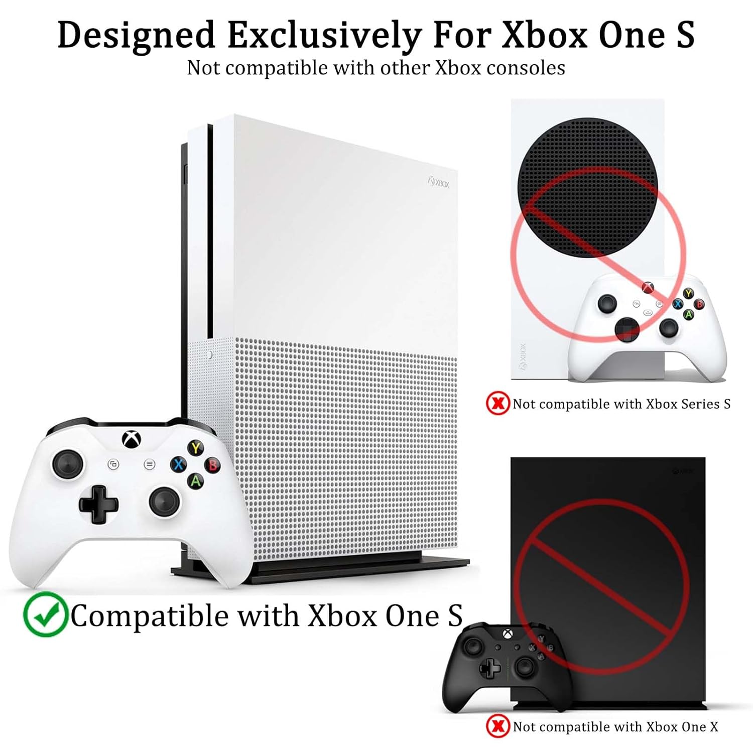 GETYEA Wall Mount for Xbox One S with 3 Detachable Controller Holders,Metal Stand for Xbox One S Accessories(Mounts Xbox 1S by TV)