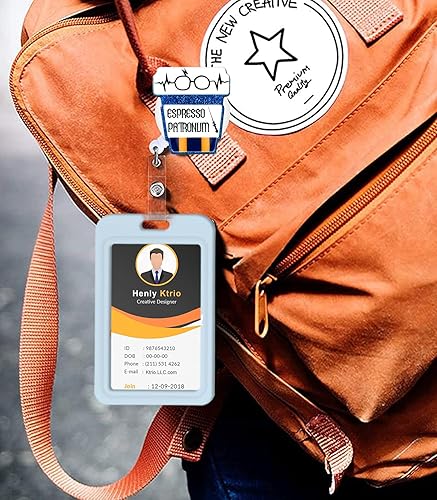 Miniatura 6 de Tian Zhun Carrete retráctil de café con clip de identificación, clip de acrílico para CNA médica, enfermera, profesor, trabajador de oficina,
