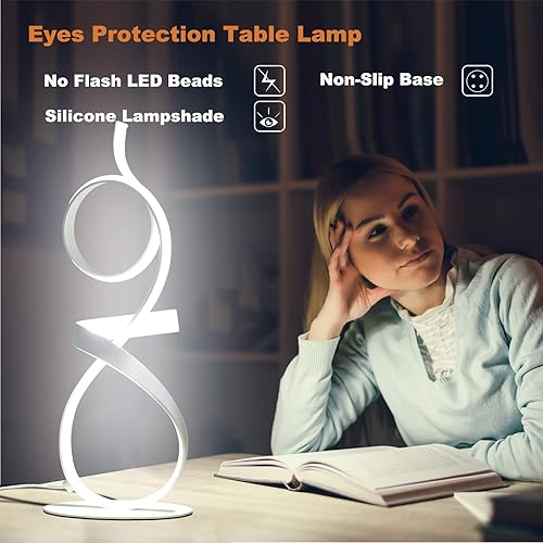 Miniatura 6 de 21 pulgadas 1800LM 20W moderno 3 colores táctil dimmer LED lámparas de mesa, lámparas de noche, luz de escritorio para sala de estar hogar (blanco)