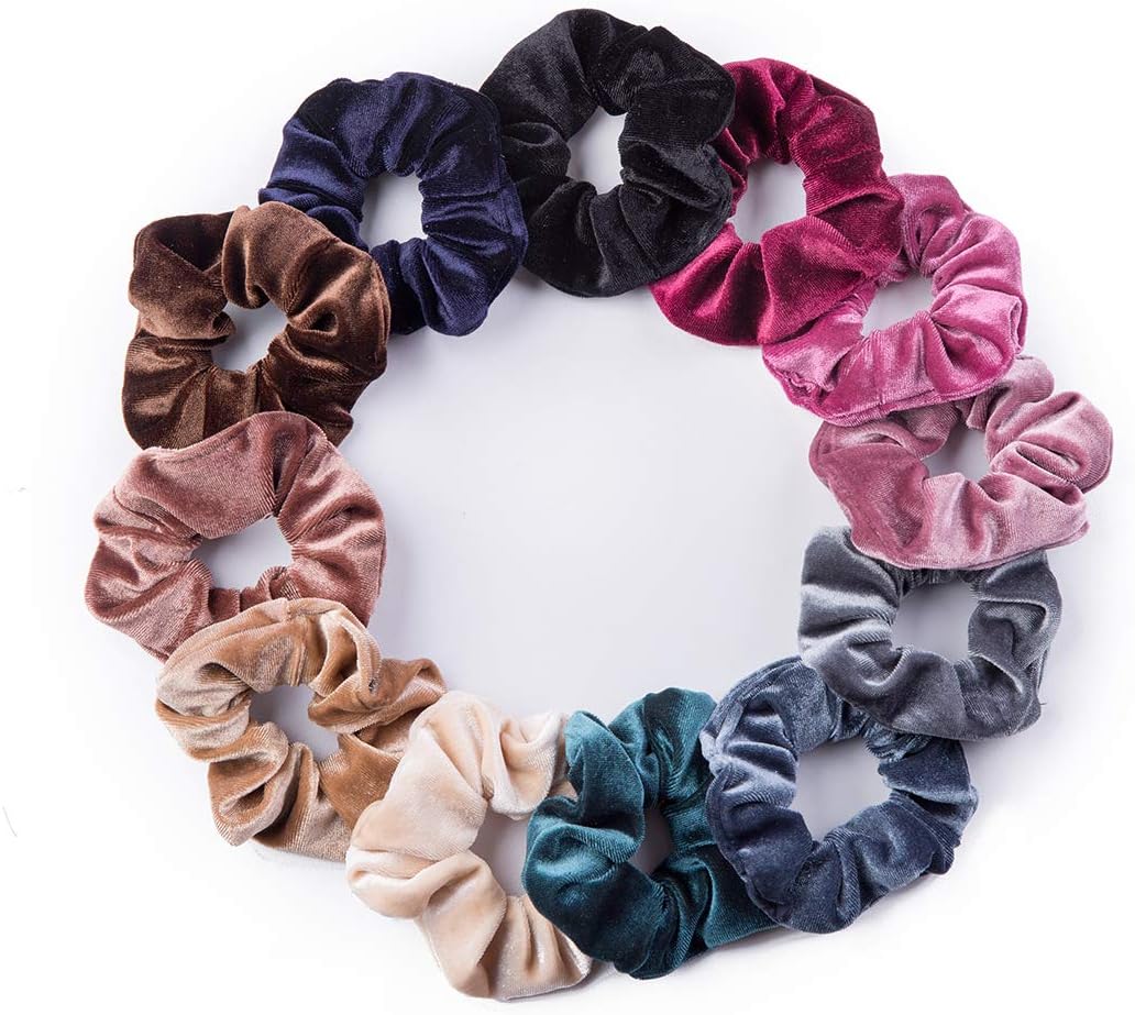 ALMHH 12 Pack Velvet Hair Scrunchies, Soft Velvet Scrunchies for Women