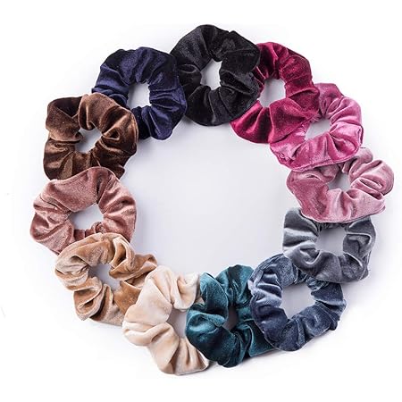 12 Pack Velvet Hair Scrunchies Scrunchy Hair Ties Elastic Hair Bands Ropes Scrunchie for Women or Girls Hair Accessories (12 Colors)