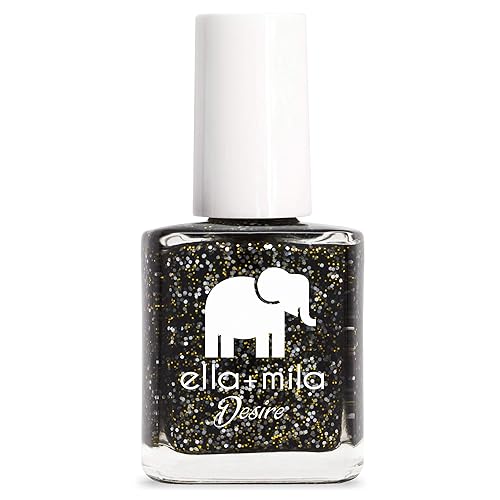 ella+mila Esmalte de uñas negro profesional, de secado rápido, de larga duración y resistente al astillado (Black Tie Affair - 0.45 fl oz)