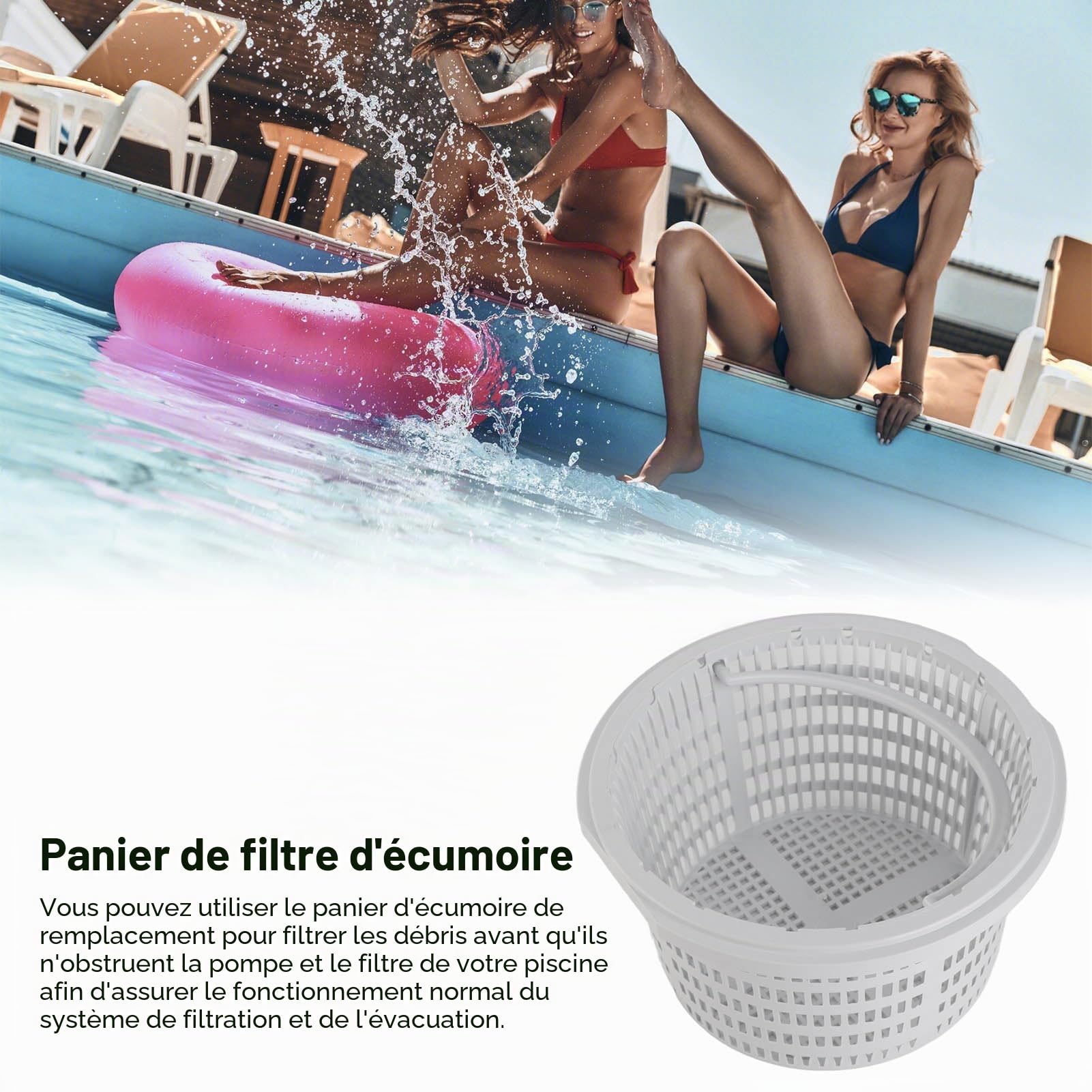 Panier D'écumoire, Panier Skimmer de Remplacement, Filtre Nettoyage Crépine en Plastique SP1091LX (18x19x10cm)