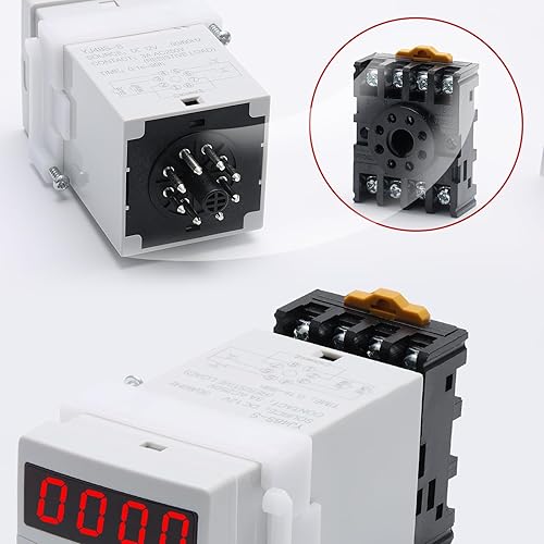 Miniatura 3 de APIELE Relé de temporizador Pantalla digital 0.1S-99H Relé de tiempo de retardo 8 pines Socket con base Montaje en riel DIN YJ48S-S 12V DC