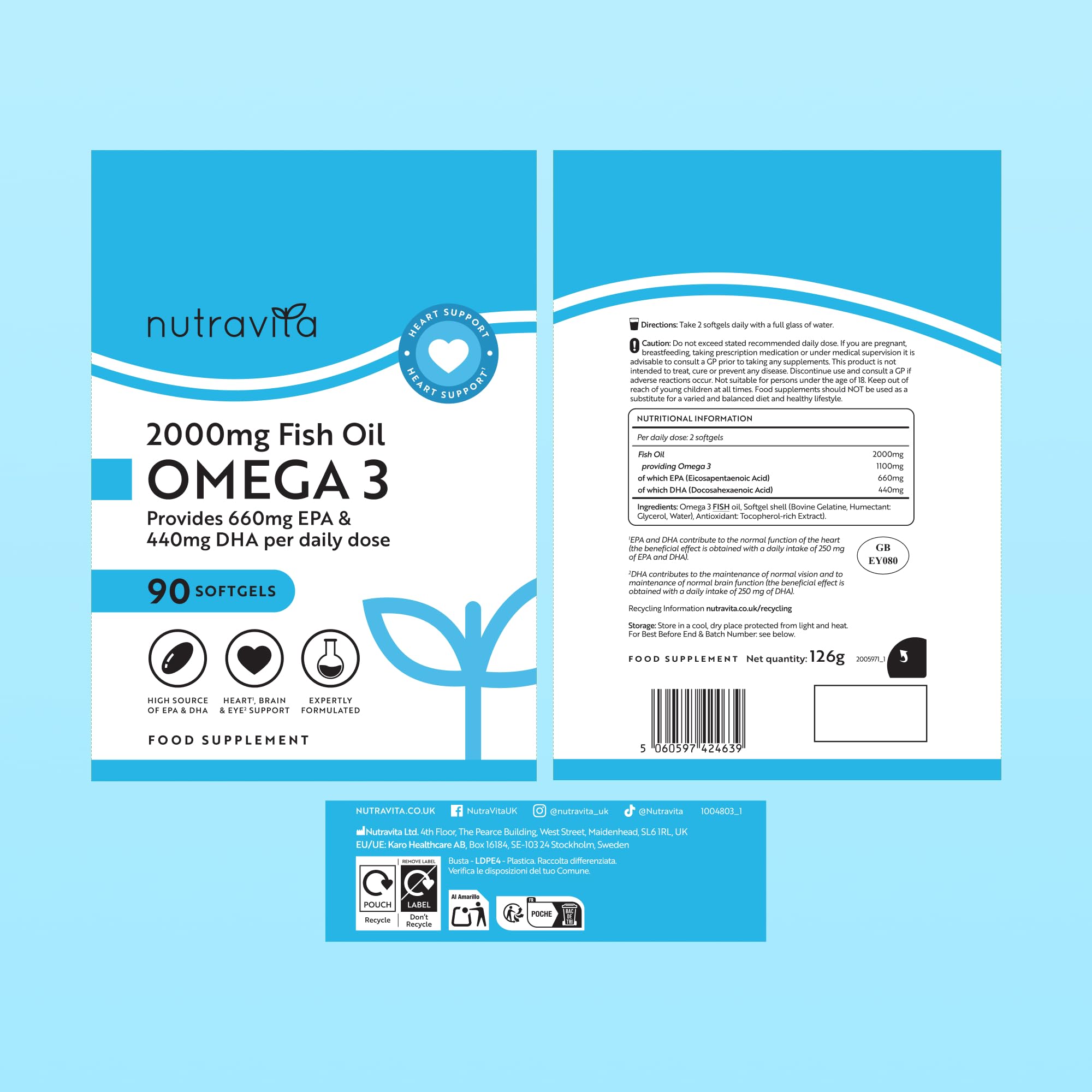 Nutravita Omega 3 Kapseln Hochdosiert 2000mg Fischöl - 90 Weichkapseln – Ansicht 12