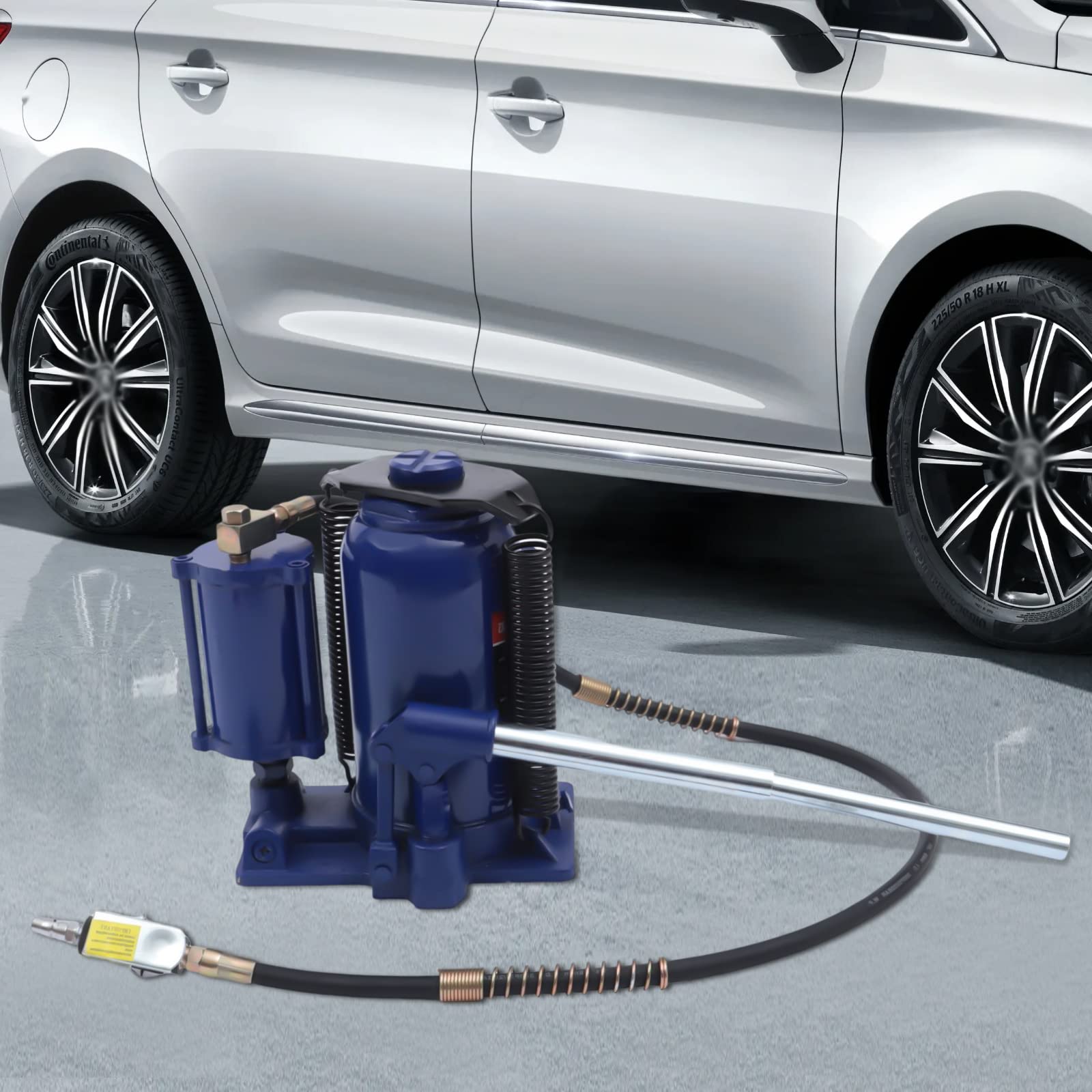20T Timbro idraulico pneumatico – Cric idropneumatico, pressione di lavoro 0,7 MPa, altezza di sollevamento 17 cm, altezza regolabile 8 cm, adatto per auto, furgoni, camion, camper e officina