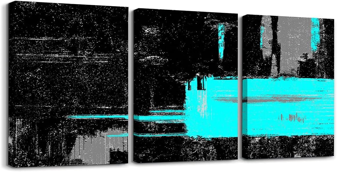 Feelyou Hot Pink Black White Office Decorations Artwork Posters for Kids Boys Girls Abstract Morden Painting 12x16 inch Buffalo Check 3 Piece Canvas Wall Art for Living Room Bedroom, Decor Geometric