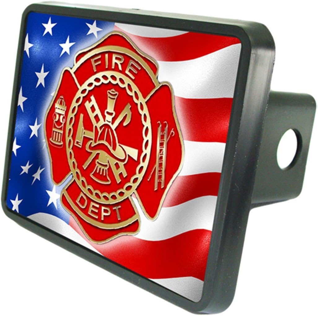 American Firefighter Emblem Custom Hitch Plug for 2" Receiver from Redeye Laserworks