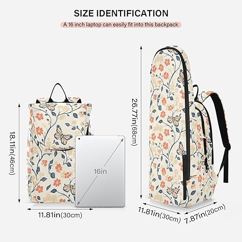 Miniatura 3 de Tennis Racquet Ball Bag Cute Sturdy Cartoon Butterflies Flower Light Color Tennis Bag Holds 2 Rackets for Women Men raquetas de tenis para