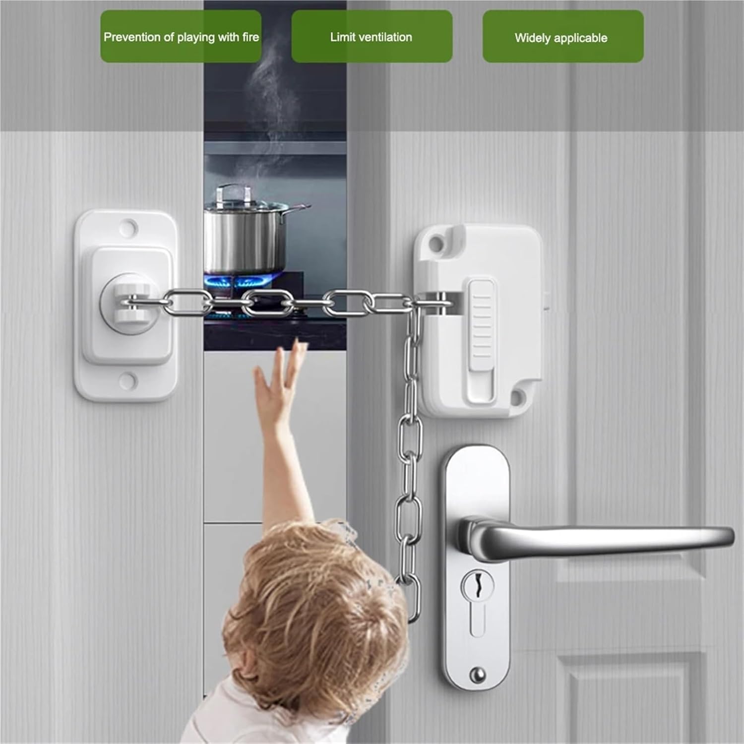 6Pcs Child Proof Door Lock Window Frame Safety Chain Lock Self Adhesive Window Restrictor No Drilling for UPVC Wooden Sliding Window