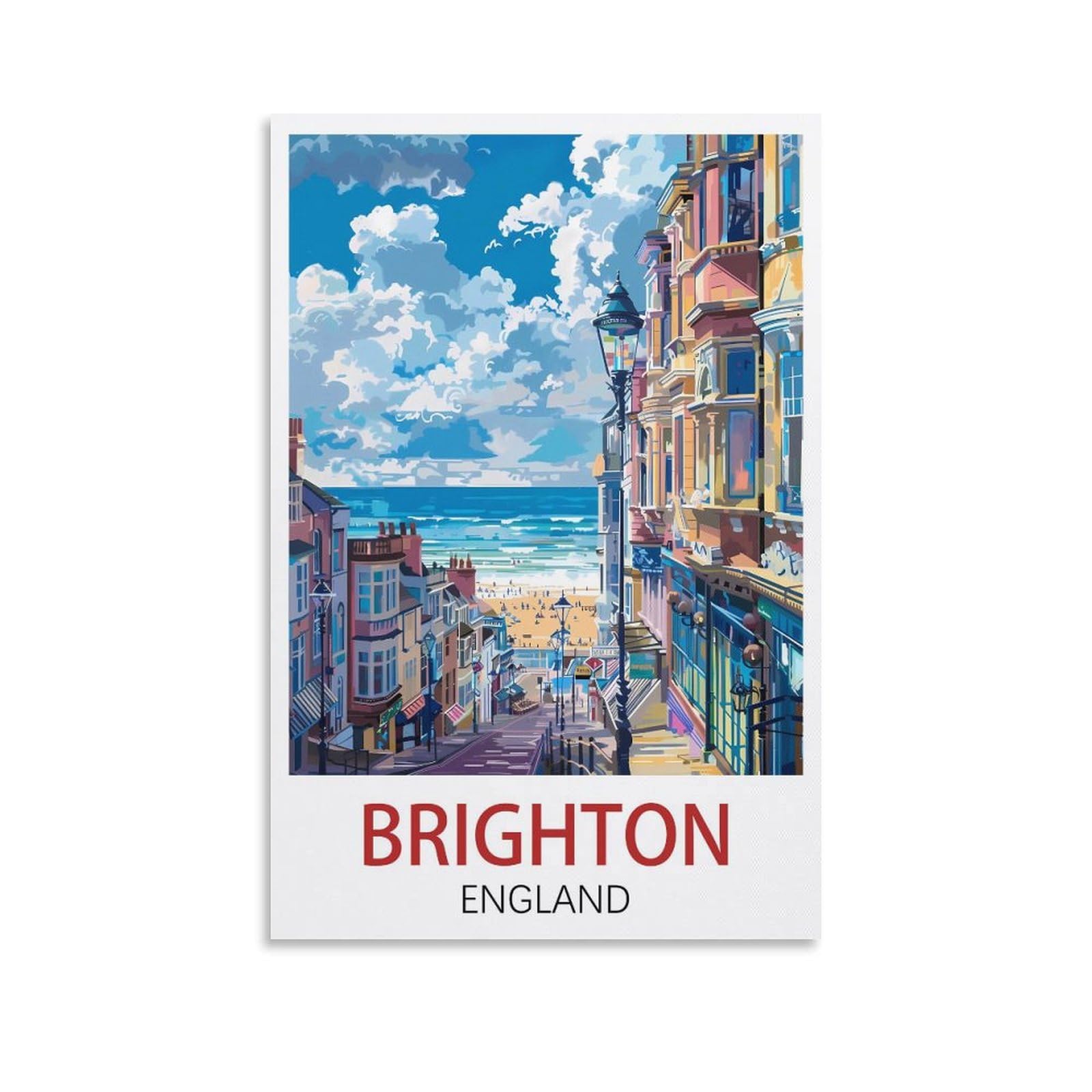 Losnabo Unframe-Style Brighton England Vintage Travel Poster 24X36inch(60X90cm) Canvas Wall Poster And Art Picture Print Modern Home Bedroom Decor