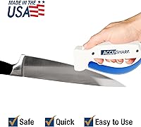 Vista 5 de AccuSharp Knife Sharpener, Ergonomic Comfortable Handle, Compact & Easy to Use, Restore and Hone Straight & Serrated Knives, White Blanco