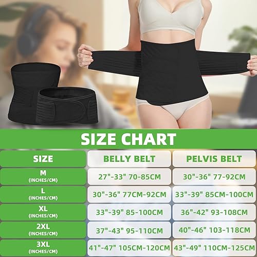 Miniatura 4 de Banda para el vientre posparto 2 en 1, color negro, cinturón de soporte de sección C, XL, cinturón de recuperación de cintura y pelvis, faja para