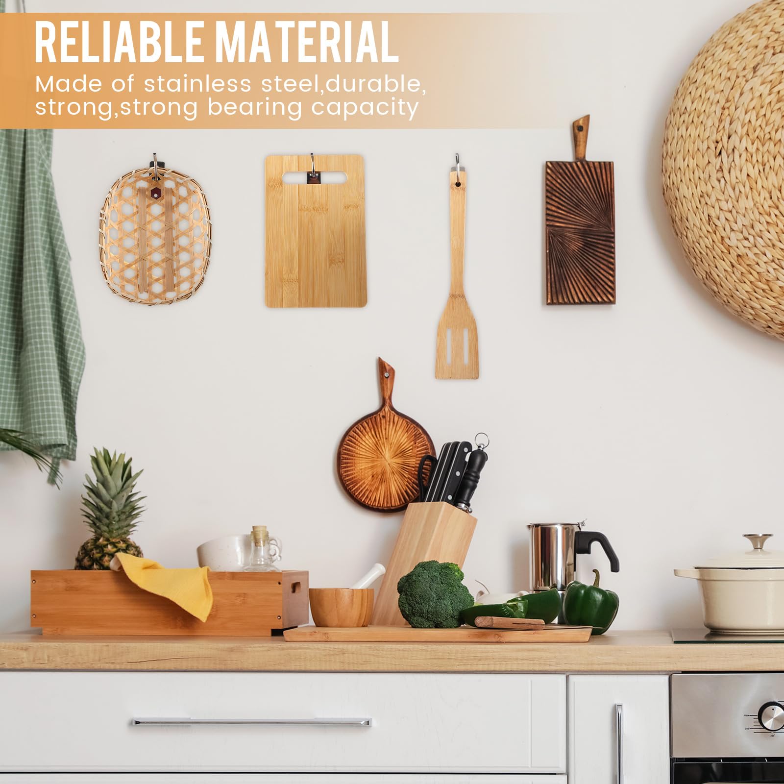 Blulu 100 ganchos individuales de acero inoxidable para colgar en la pared, de metal plateado, para el hogar, garaje, organizador de almacenamiento, tienda minorista, cocina, 3.6 pulgadas