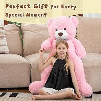 MorisMos Giant Cute Soft Toys Teddy Bear for Girlfriend 47" Pink Teddy Bear
