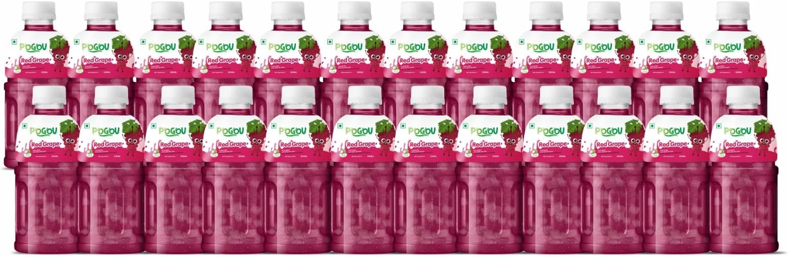 - Red Grape Fruit Beverage with Nata De Coco | Imported from Thailand | Thai Tropical Drink with Real Coconut Jelly | Refreshing Red Grape Flavored Juice for Kids & Adults | Delicious Summer Party Drink | 330ML Each (Pack of 24)