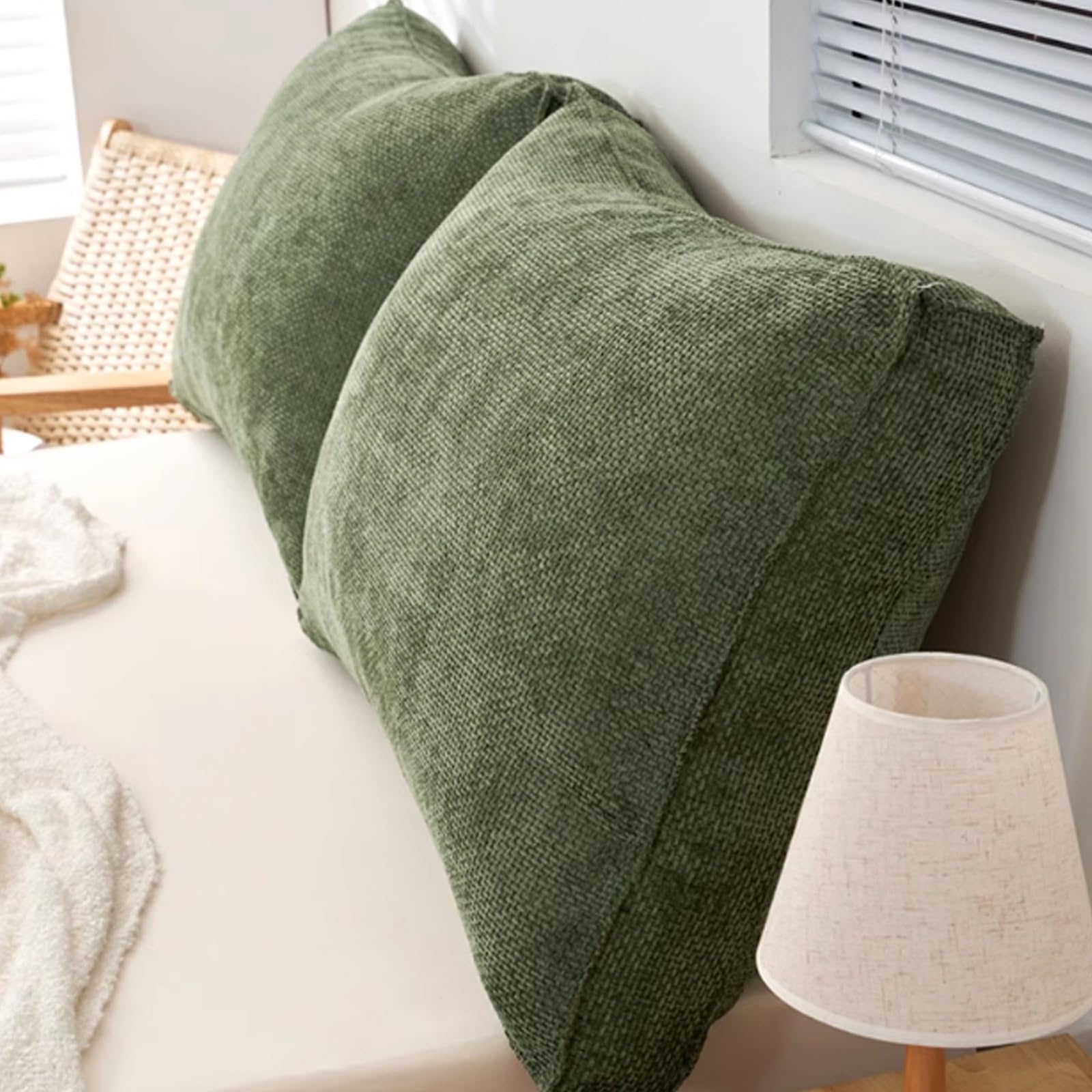 Sofakissen mit Abnehmbarem Waschbarem Kissenbezug, Reißverschluss Samt + Baumwolle Rückenkissen für Sofas mit Kopfteil, Bequem und Entspannend(Green,80x50x18cm (1pc))