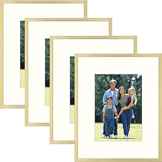 Golden State Art, Aluminum Picture Frame and Real Glass -8x10 Picture Frame with Mat for 5 x 7 Photo Display-Wall Decor or...