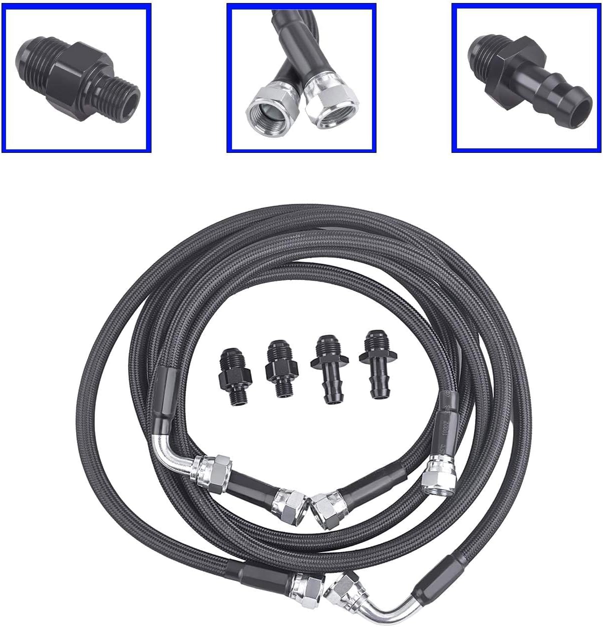 48RE Transmission Cooler Lines Kit for Dodge Ram 2500/3500 Cummins 5.9L 2003-2007, Stainless Steel & Nylon & PTFE, Transmission Heat Exchanger Line/Heat Exchanger Cooler Line