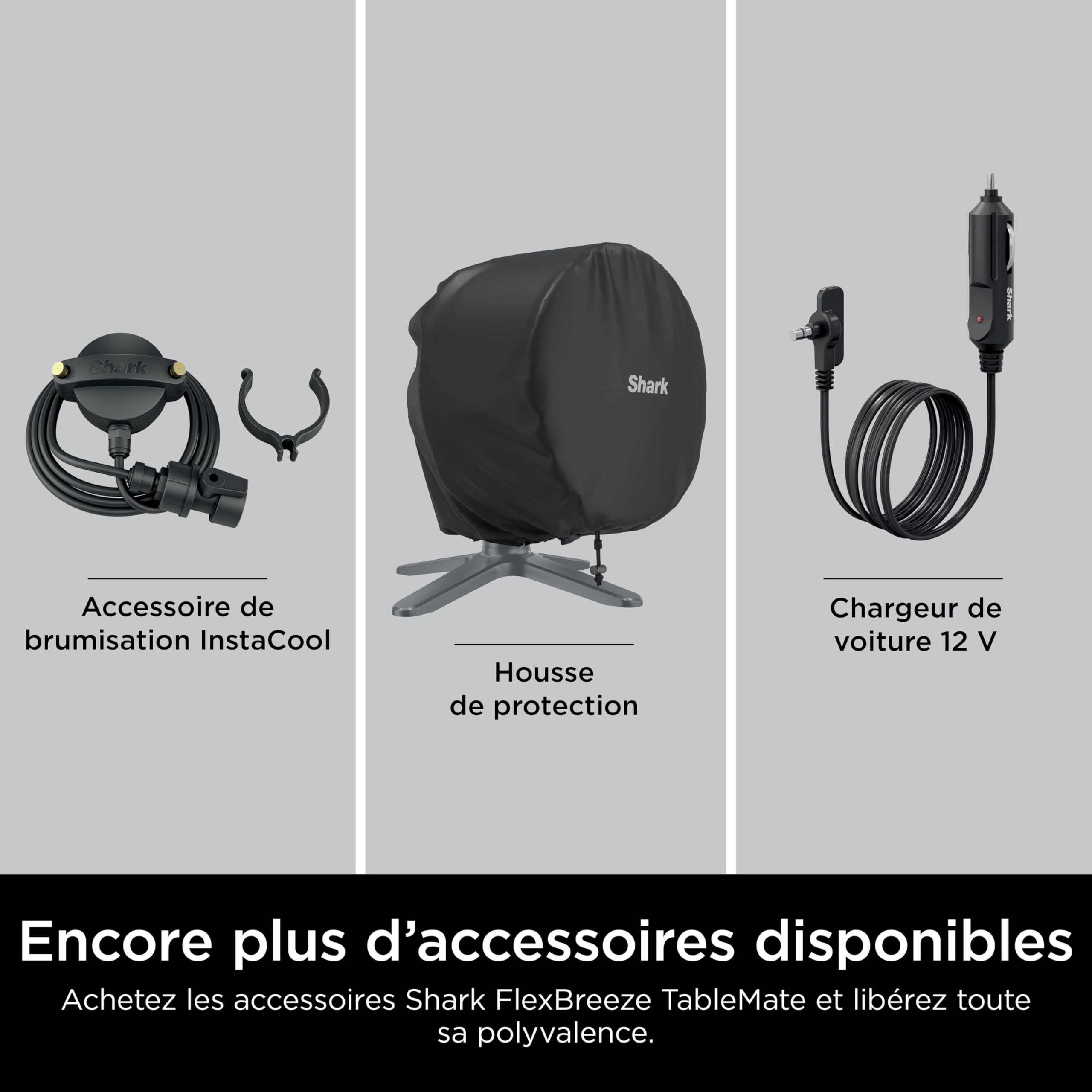 Shark FlexBreeze TableMate Ventilateur intérieur/extérieur sans fil, autonomie 24 h, refroidissement puissant, portée 20 m, ventilateur silencieux, 5 vitesses, télécommande, gris brume, FA150EU