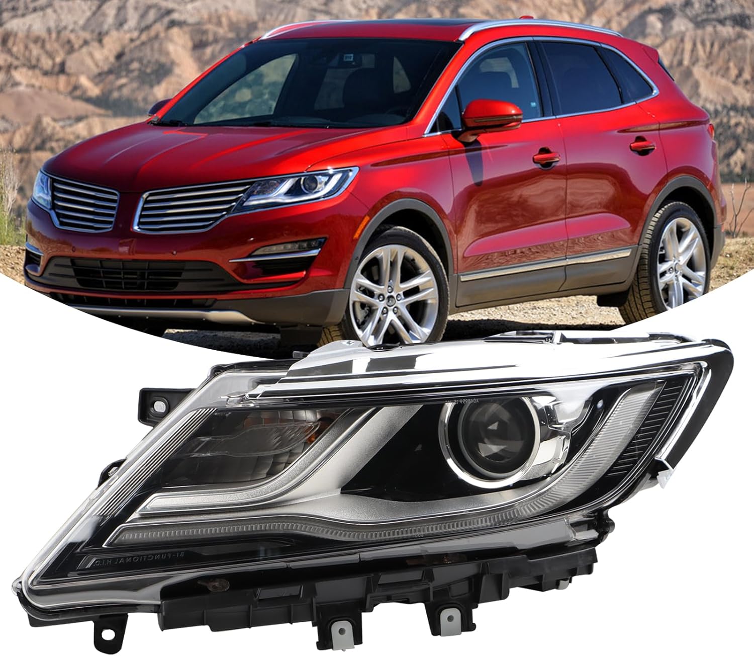 LH HID/Xenon LED DRL Projector Headlights Semi-Assembly Compatible With 2015-2019 Lincoln MKC Headlamp W/O Bulbs Left Driver Side FO2518125 EJ7Z13008D