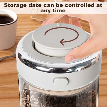 Zimoer Airtight Coffee Canister - 1100ml Borosilicate Glass Coffee Bean Storage Jar w/One-Way CO2 Valve, Date Tracker, Vacuum Seal Container for Ground Coffee, Nuts, Spices, Tea - Clear Design