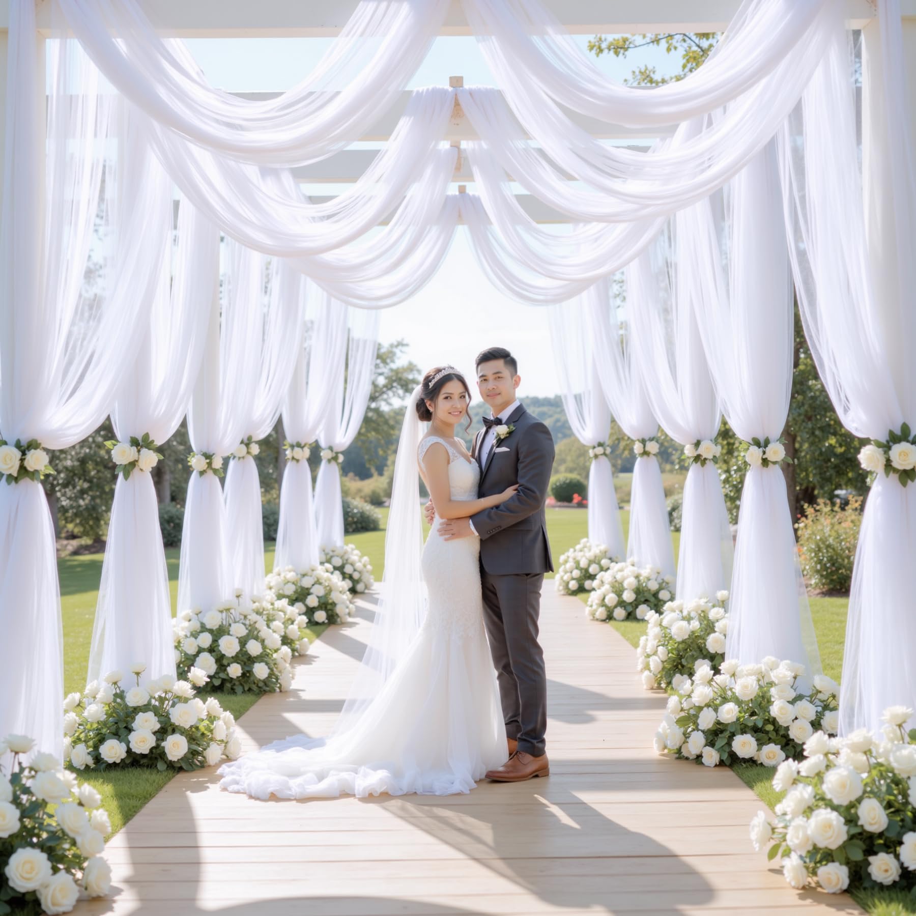 Vorhangstoff für Hochzeitsbögen, 76,2 cm x 5,8 m, Hochzeitsvorhänge, Tüllvorhänge für Hintergrund, durchsichtiger Stoff, Hintergrund, Drapierung, Dekorationen, Hintergrundvorhänge für Empfang