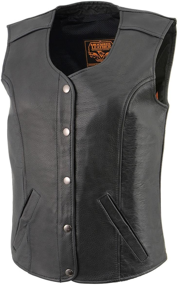 Milwaukee Leather Premium Motorcycle Biker Rider Leather Vest for Women |LKL|ML|MLL|SH - 4X-Large