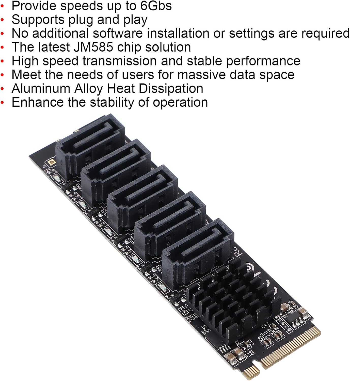 PH56 M.2 PCIE 3.0 5 Port Hard Disk Expansion Adapter Card with Aluminum Alloy Heat Dissipation, Supports PM Function, Plug and Play for Desktop Computers