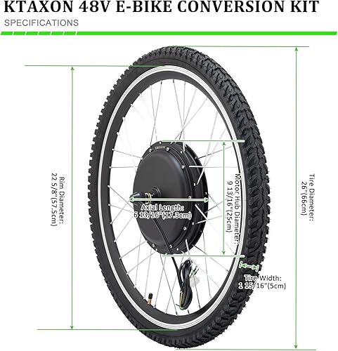 Miniatura 3 de Ktaxon Kit de conversión de bicicleta eléctrica, kit de conversión de bicicleta eléctrica de 48 V 1000 W, kit de conversión de bicicleta eléctrica