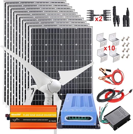 DACURYSSO 1400 Watt 12 V Solarpanel Windturbinensystem Komplett Set 