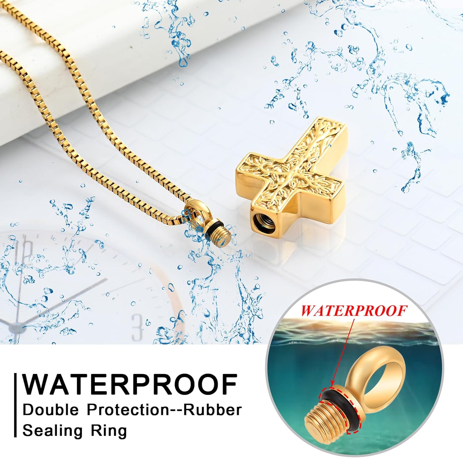 XSMZB Cross Urn Necklace for Ashes for Women Men Tree of Life Cross Cremation Jewelry Keepsake Pendant for Ashes of Loved One - Image 4