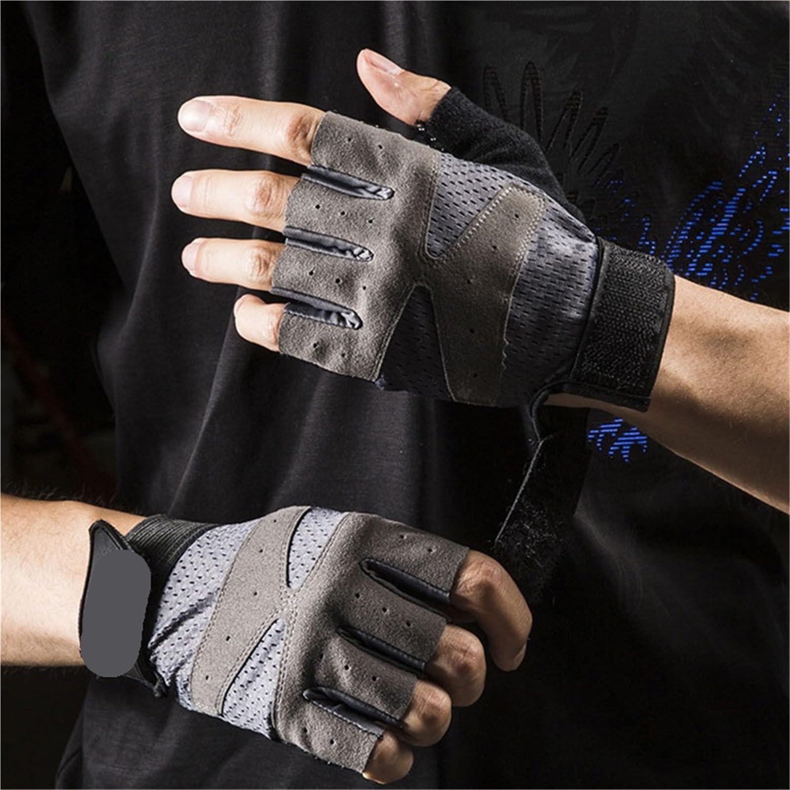 Guanti da Fitness Guanti da Palestra Mezze Dita Sport all'Aria Aperta Bici Ciclismo Guanto Antiscivolo Palestra Fitness Guanto in Rete Traspirante antishock per Fitness(Black,XL)