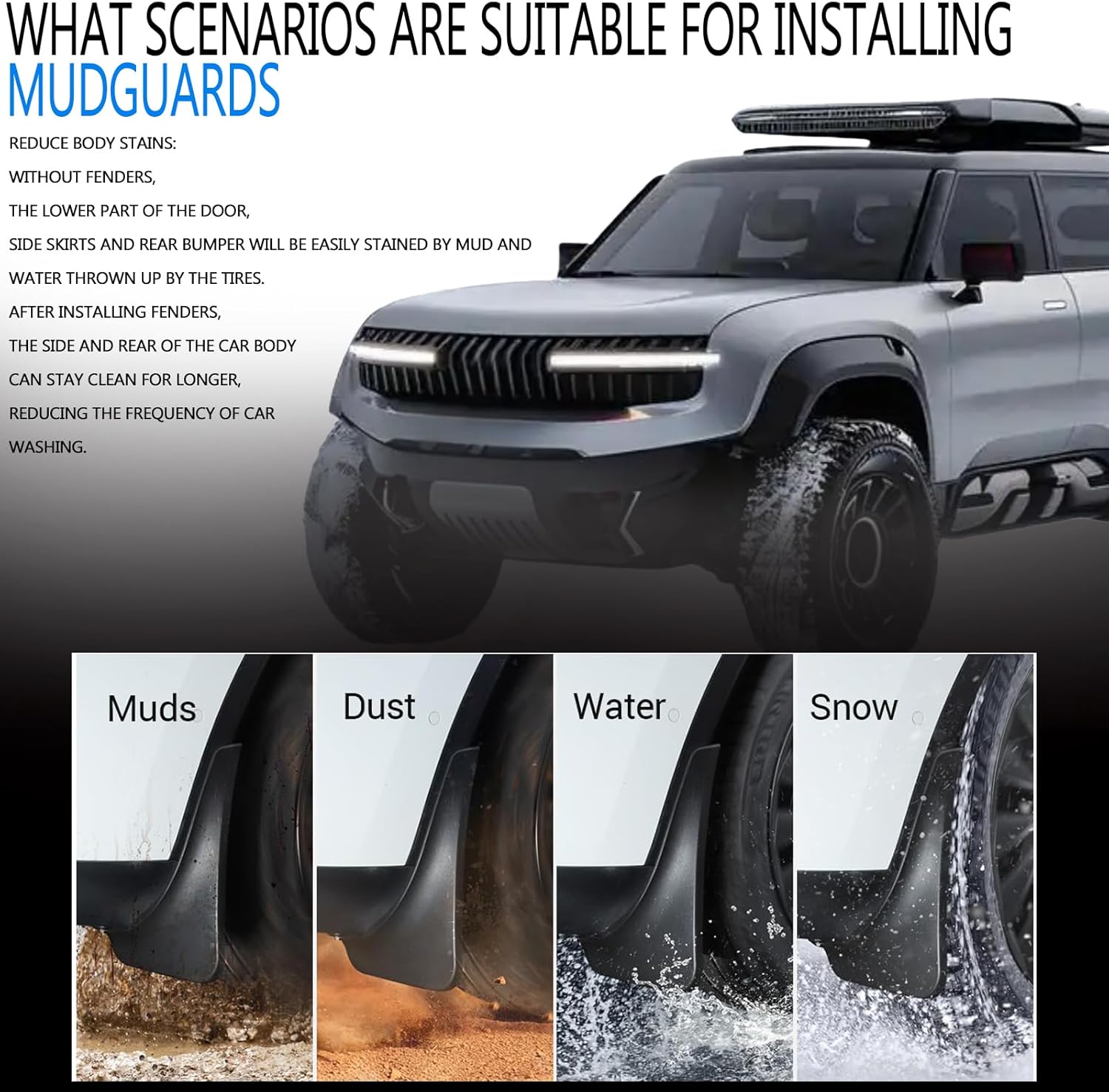 Custom Mud Flaps for Great Wall Tank 300 (Large Off-Road Edition) 2021-2024,All-Weather Splash Guards Stay Clean Protect Paint Tire Protector Mudflaps Guard Mud Guards Splash Front Rear