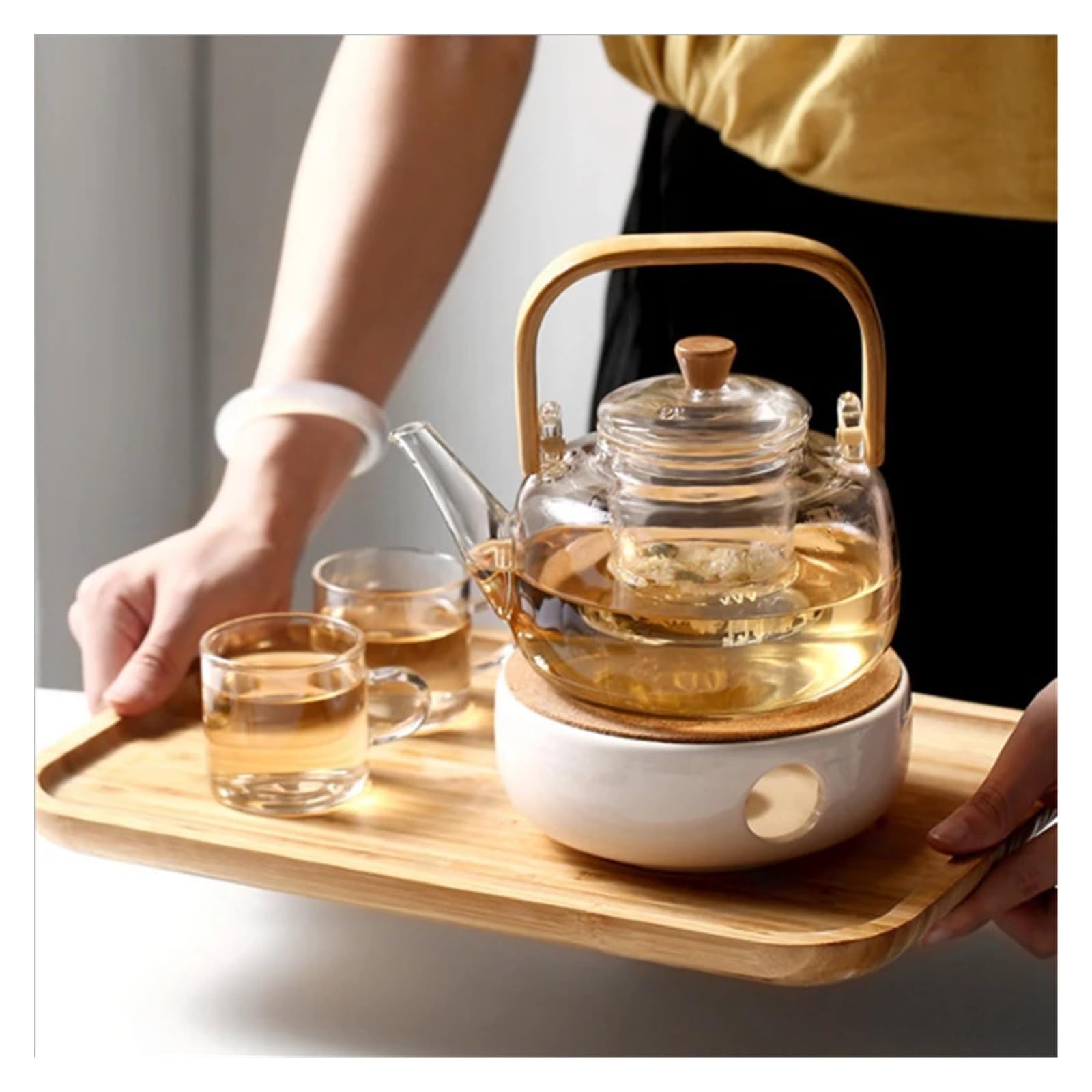 Teekessel Hitzebeständige Glas-Teekanne, klare Teekanne mit Teesieb for Blumen-Chinesen Kaffeekanne
