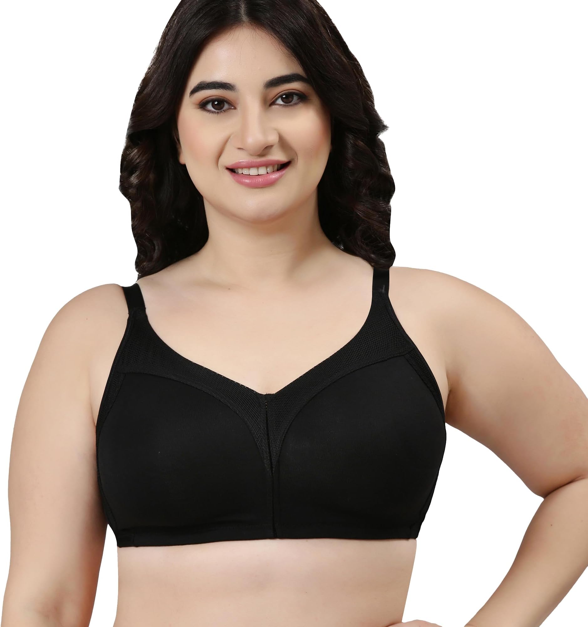 Enamor AB75 M Frame No Bounce Full Support Cotton Bra for Women - Non-Padded Non-Wired & Full Coverage with Cooling Technology | Available in Solid Colours