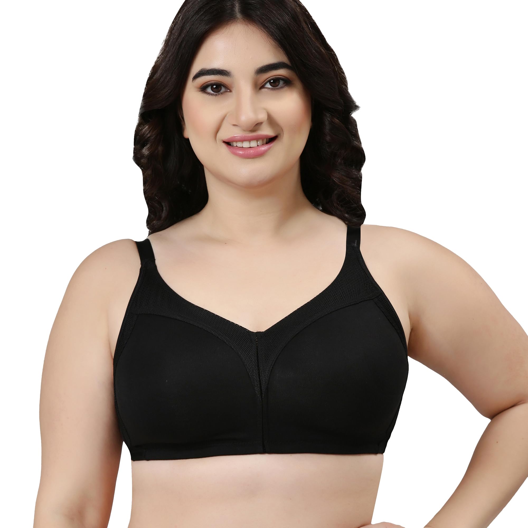 Enamor AB75 M Frame No Bounce Full Support Cotton Bra for Women - Non-Padded Non-Wired & Full Coverage with Cooling Technology | Available in Solid Colours