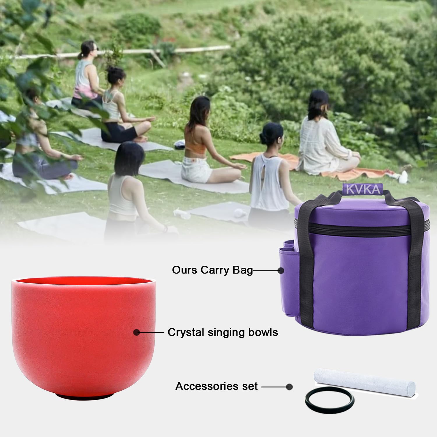 KVKA Misa dźwiękowa 25 cm, 432 Hz C note 10 cali czerwona czakra Sound Healing misa dźwiękowa do medytacji, redukcji stresu, relaksu z torbą do przenoszenia