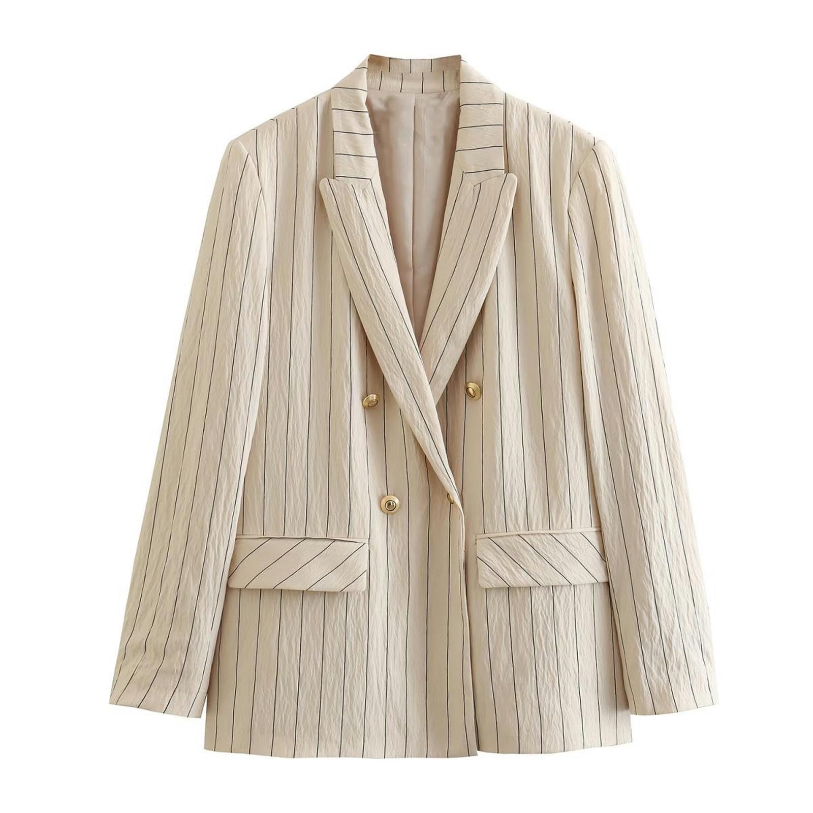 Traje de Mujer Conjuntos de Blazers Mujer 2 Piezas Moda Rayas Oficina Blazers Abrigo Chaqueta Mujer Pantalones Trajes Mujer Trajes de Primavera-Conjunto de 2 Piezas-M