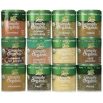 Simply Organic Spice Set Bundle with Pumpkin Pie Spice, Thyme, and Spices 12 Spices
