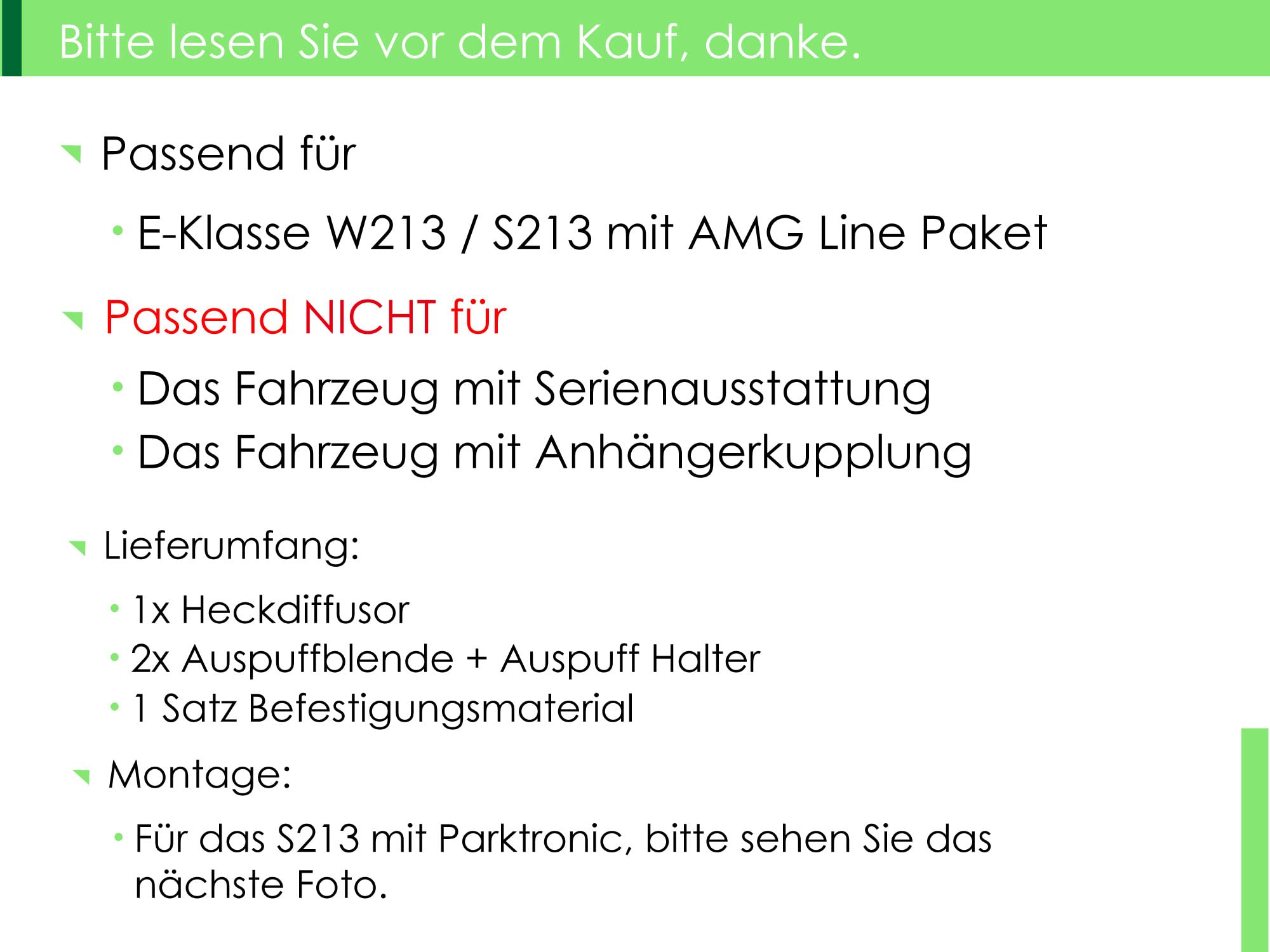 Heckdiffusor Diffusor mit Auspuffblenden Schwarz für Mercedes Benz E Klasse W213 S213 AMG Line E43 AMG 2016-2019 Benzin