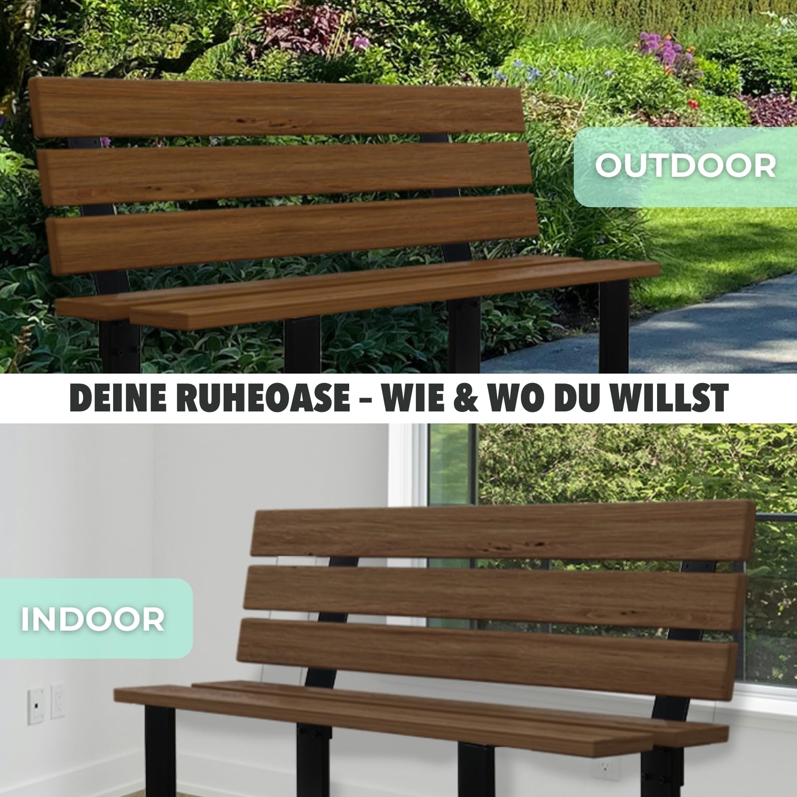 HAGO24 Bankgestell in Anthrazit I hochwertige Bank Füße aus Stahl I Bankbeine für Sitzbank mit Rückenlehne I DIY Metallgestell für Esszimmer-Bank & Gartenbank I rostfrei & wetterfest