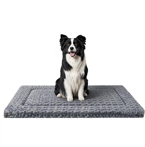 Vista 32 de WESTERN HOME Cama para perro para jaula, cama para perros mediano/grande con felpa suave y ondulada, cómoda almohadilla antideslizante, lavable