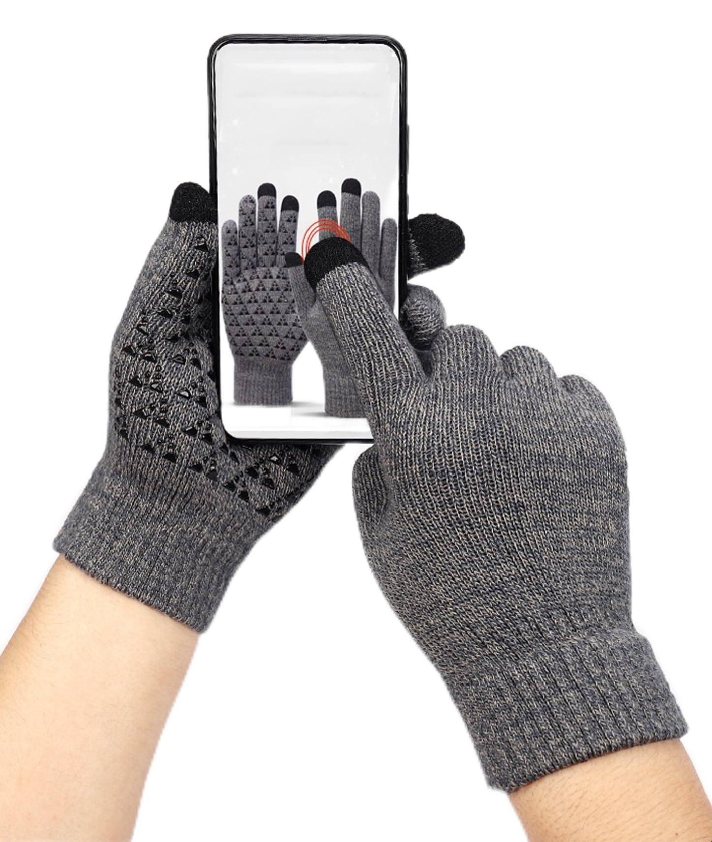 XTAIQD Touch Screen Gloves, Winter Warm,Unisex Thermal Knitted Elastic Cuff Gloves Warm Knit Touchscreen Mittens