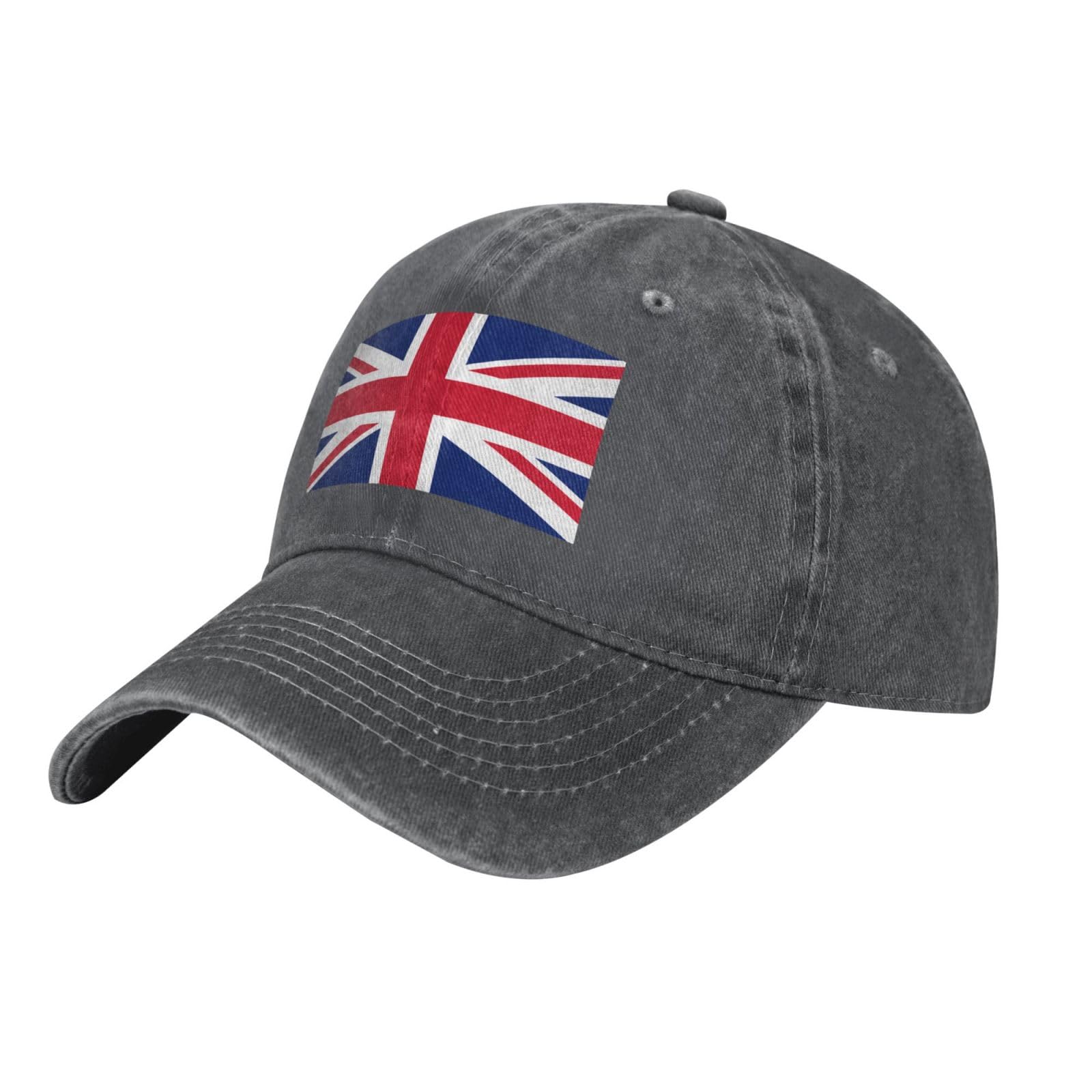 British Flag Washed Cowboy Baseball Cap for Adults - Stylish and Breathable Hat with Adjustable Strap, Deep Heather, One size