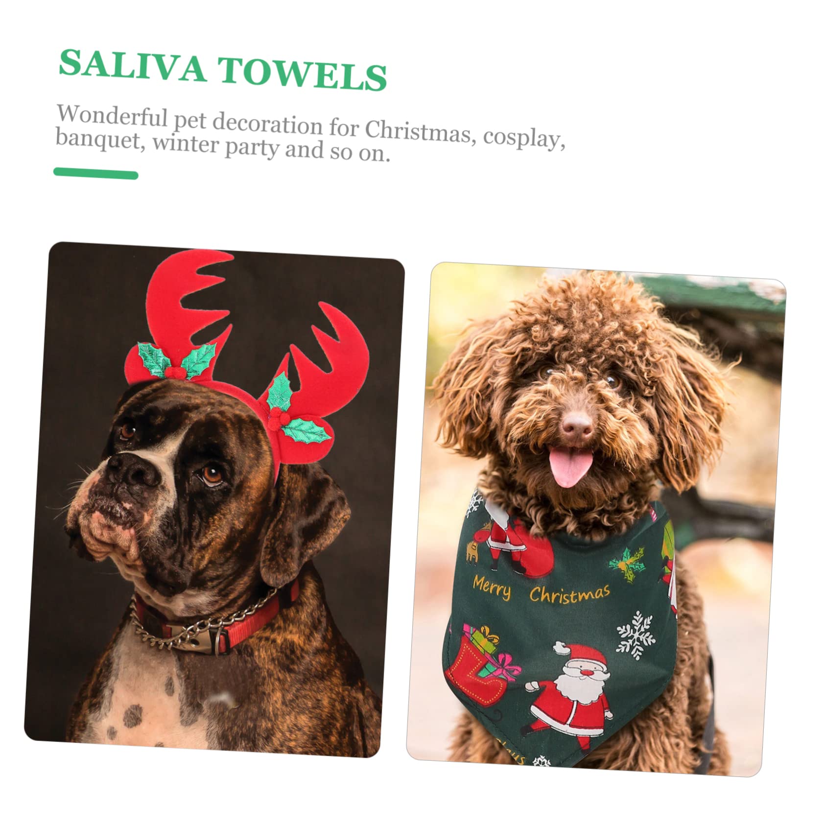 Mipcase 3sets Bandane per Cani e Accessori Natalizi per Animali Domestici Costume per Natale con Cerchietto da Renna e Lavabile e Morbido Adatto Cani e Gatti