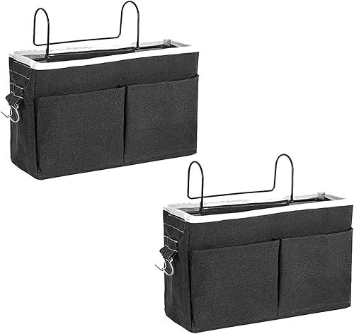 Kedoung - Paquete de 2 organizadores de mesita de noche para colgar con gancho, bolsillo de almacenamiento de cama para dormitorio, habitación de